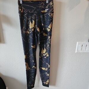 Nike Black and Gold Dri-FIT Leggings